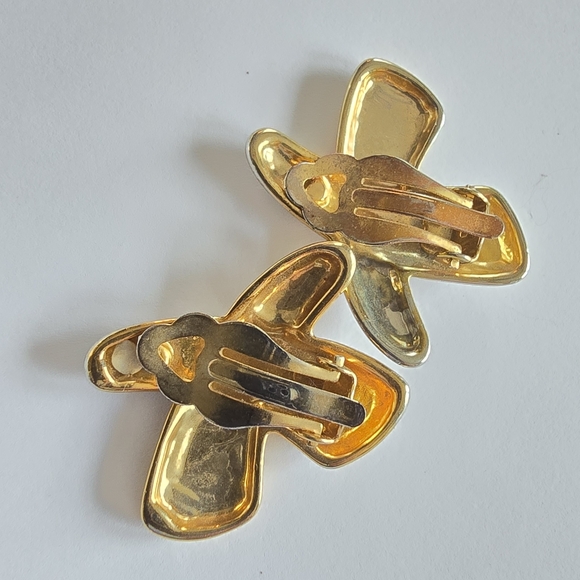 Vintage X earrings clip on gold and silver tone alphabet monogram letter - Picture 11 of 11